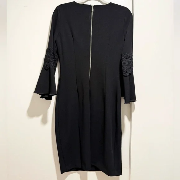 Tommy Hilfiger Black Sheath Dress with Lace Bell Sleeves - Picture 10 of 11